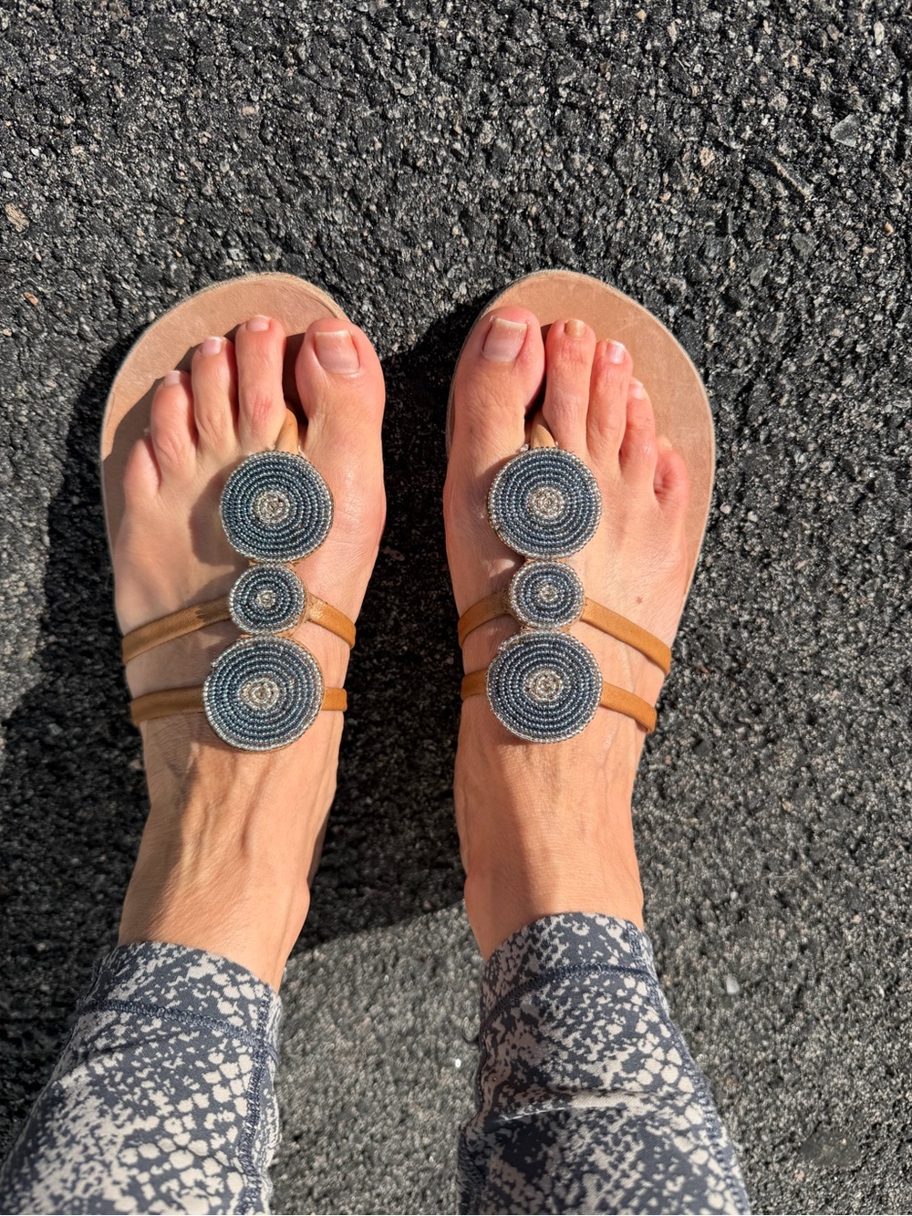 Women’s Tan Hand Beaded Leather Sandals - Global Girls
